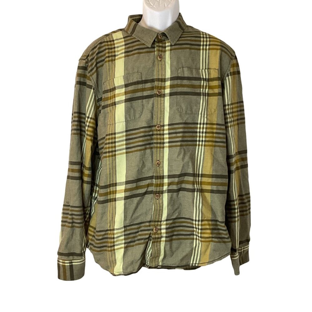 prAna XL Mens Button Up Stripped Long Sleeve Flannel Shirt